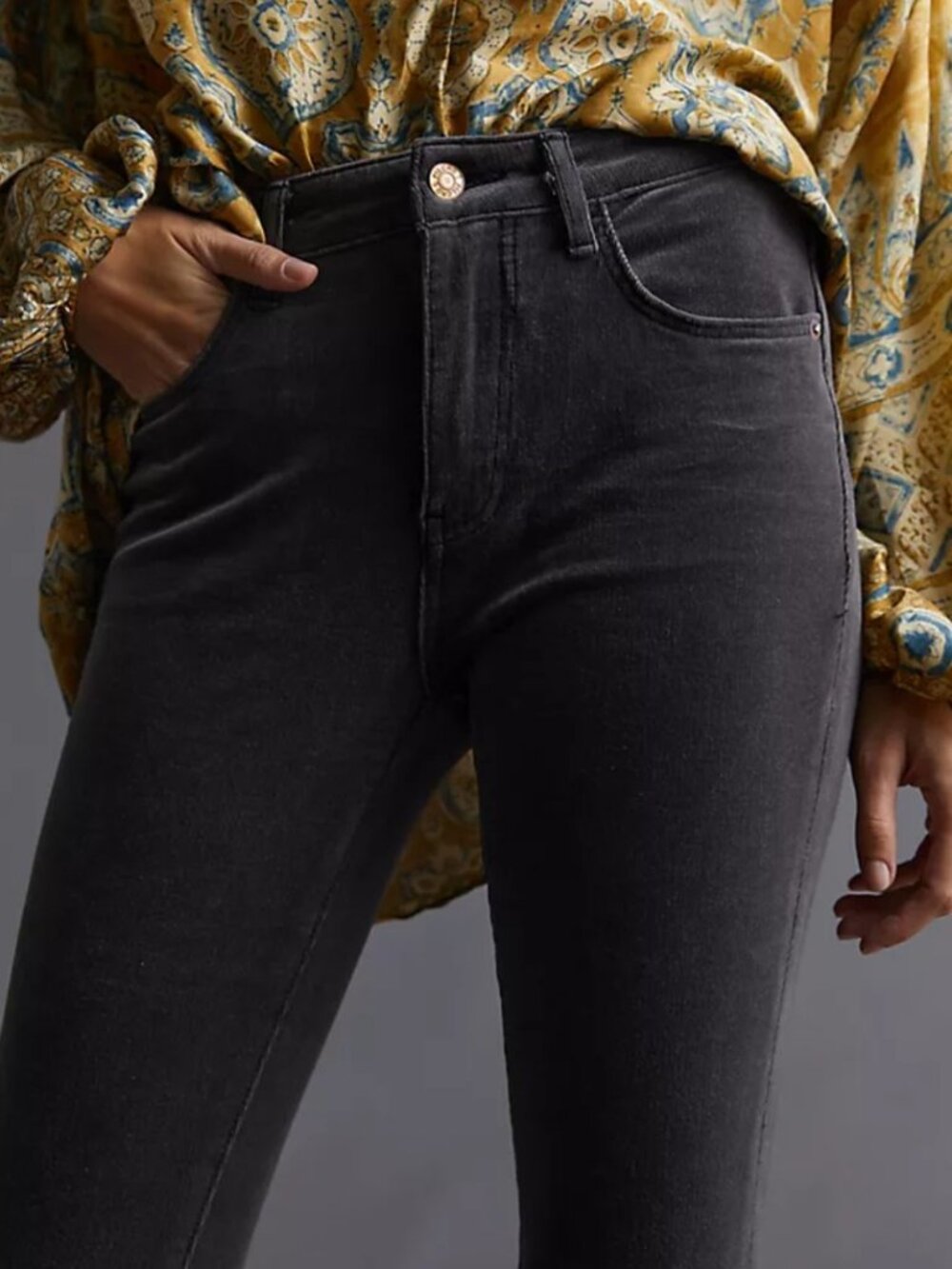 Pilcro Anthropologie Charcoal High Rise Skinny Corduroy Jeans Size 28